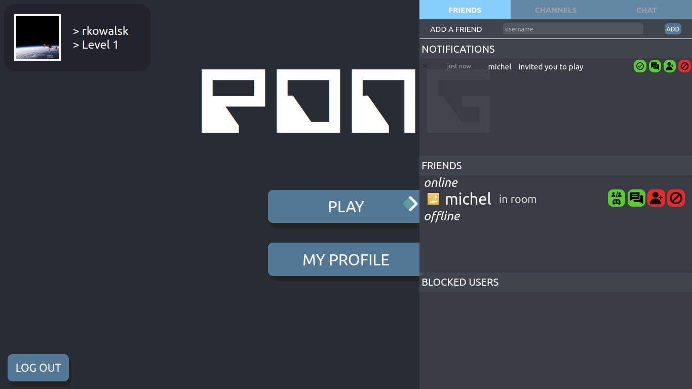 ft_transcendence menu principal